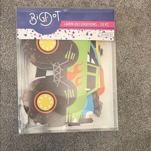 Monster Truck Party Lawn Decorations - 10 PC